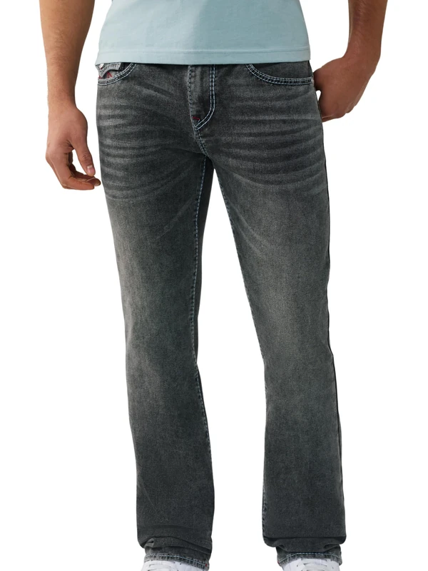 True Religion Men's Ricky Big T Flap Straight, Grey, 34