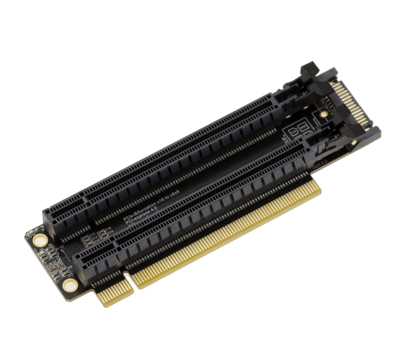 KALEA-INFORMATIQUE PCIe Gen 4.0 x16 to 2 Port x8 Bifurcation Riser Adapter 90° Orientation 32GB/s Gen4