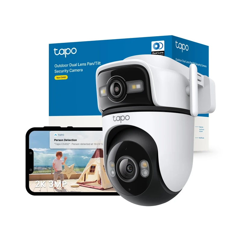 Tapo C545D 2K 3MP Dual Lens Outdoor Camera,Security Camera with Smart Tracking,Smart AI Outdoor Camera,CCTV,Night Vision,IP66,2 Way Audio,No Hub,Alexa,Google Home,Flexible Storage,No Monthly fee