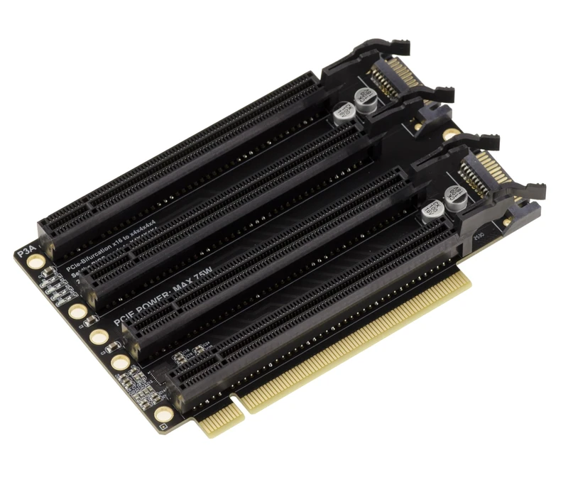 KALEA-INFORMATIQUE PCIe Gen 3.0 x16 Riser to 4 Port x4 Bifurcation Adapter 90° Orientation