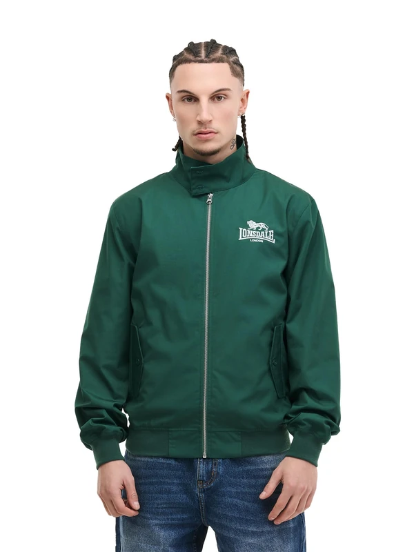 Lonsdale Men's Classic Slim Fit Jacket, Bottle Green/Silver, M