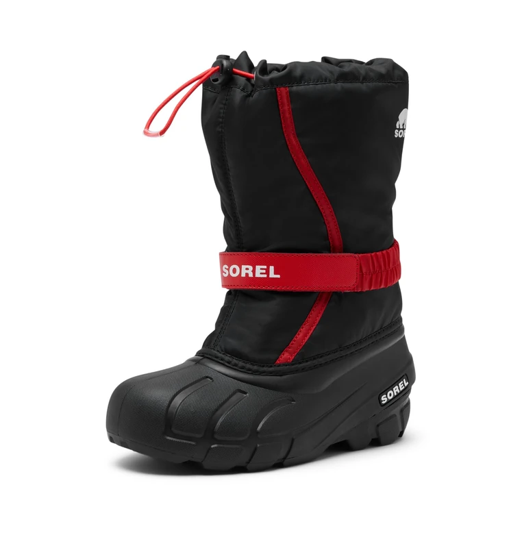 Sorel Big Kids Unisex Big Kids Flurry Boot, Snow Boots, Black/Bright Red, 6Y Regular