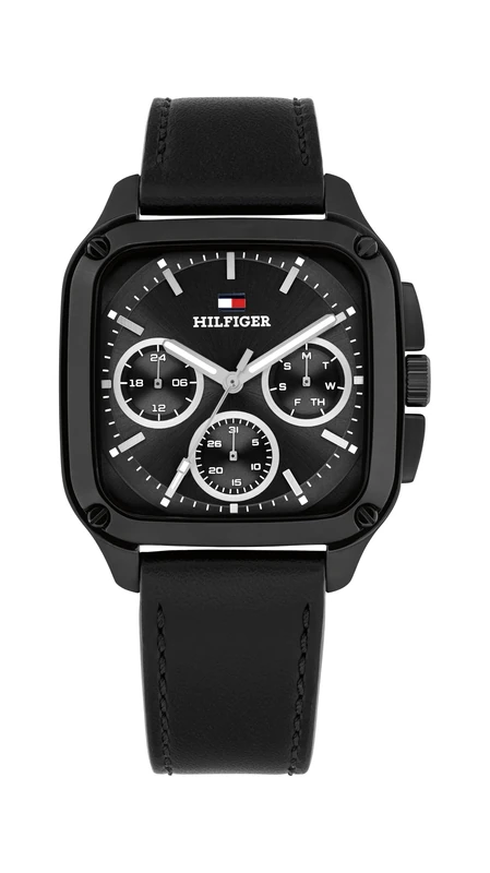Tommy Hilfiger Analogue Multifunction Quartz Watch for Men with Black Leather Strap - 1792220