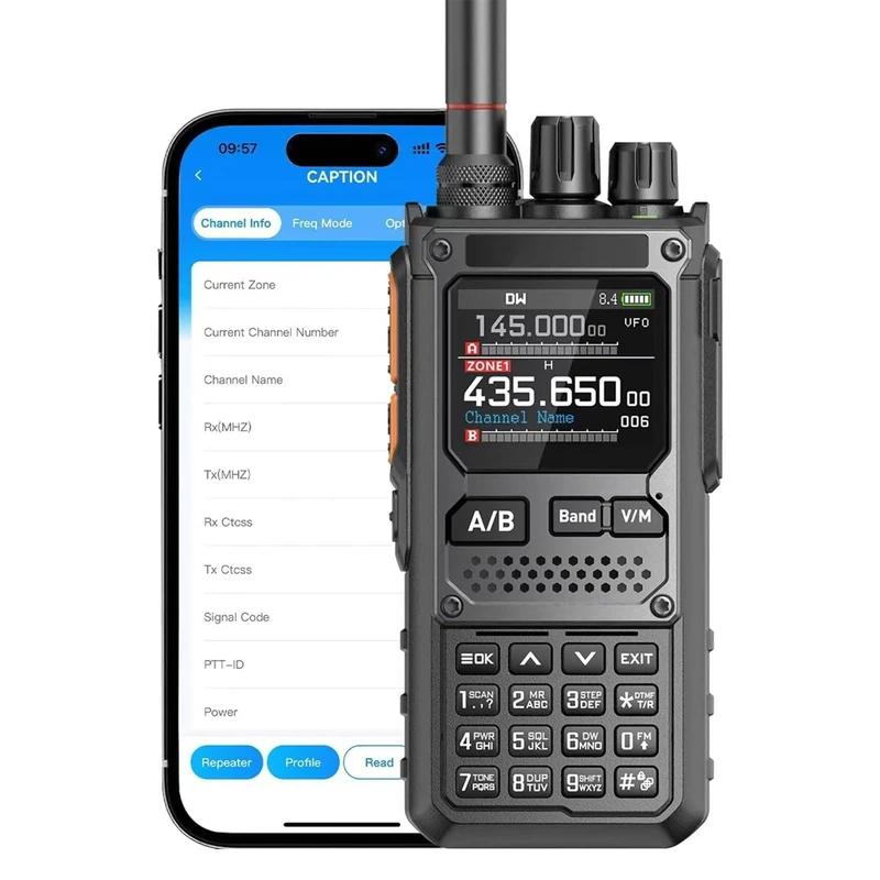 RT-920 Walkie Talkie 8W Long Range Programmable Bluetooth Two-Way Handheld Radio, SW MW LW CB 27MHz -126dBm Receive SSB AM FM Noise-Reduction NOAA