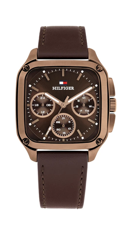 Tommy Hilfiger Analogue Multifunction Quartz Watch for Men with Brown Leather Strap - 1792221