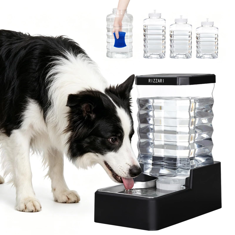 RIZZARI 9L Automatic Dog Water Dispenser: Stainless Steel Bowl