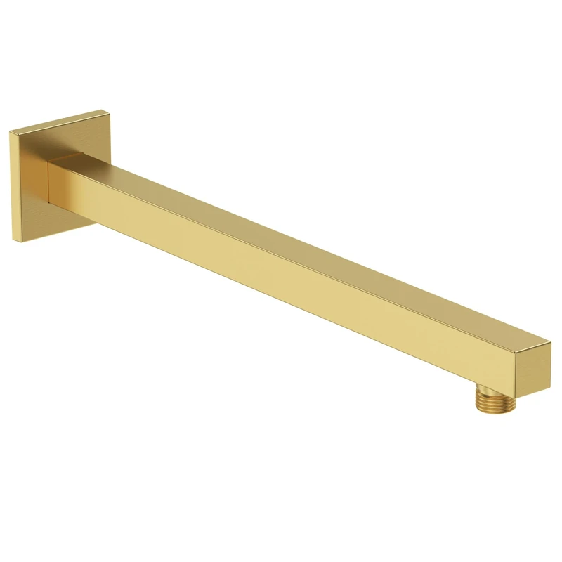 Bristan Square 340mm Wall Mounted Shower Arm, Stainless Steel Construction, Secure Fixing Components, Brushed Brass Finish