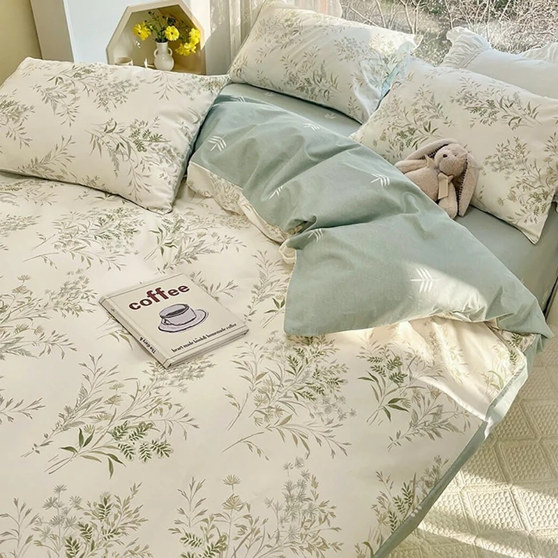 LifeTB Vintage Floral Comforter Set Queen, 3 Pieces Aesthetic Floral Bedding Comforter Set, Reversible Botanical Flowers Comforter with 2 Pillowcases, Breathable Fluffy Soft Cottagecore Bedding Set