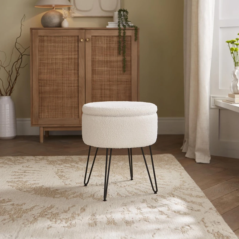 Avery Teddy Storage Stool Cream