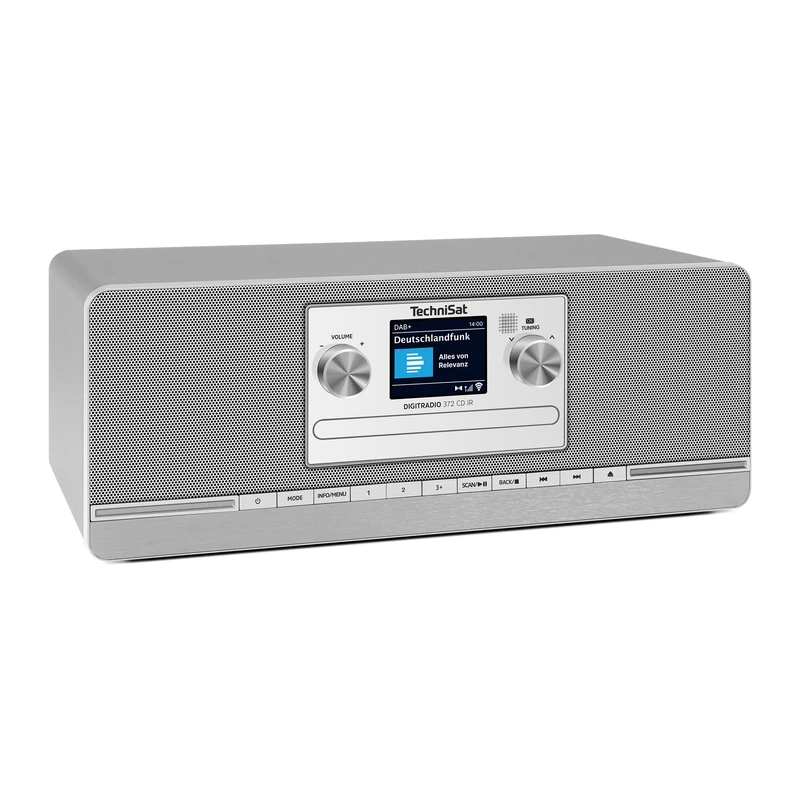TechniSat DIGITRADIO 372 CD IR – Stereo internet radio with DAB+, FM, CD player, Wi-Fi, Bluetooth, colour display, USB, AUX, headphone jack, alarm clock, 10 W, app control and remote control – silver