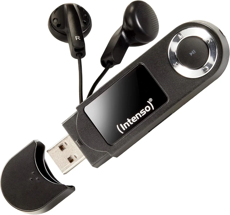 Intenso Music Walker MP3 Player 64 GB with LCD Display, MicroSD Card, USB 2.0, AAA Battery, Headphones, Black