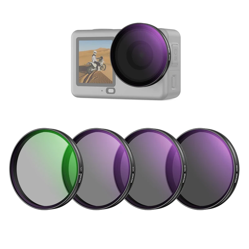 NEEWER CPL + ND Filter Set Compatible with DJI Osmo Action 6 Only, 4 Pack ND8/16/32 Adjustable Circular Polarizing Polarizer Snap On Multicoated HD Action Camera Photography Accessories, FL-B1