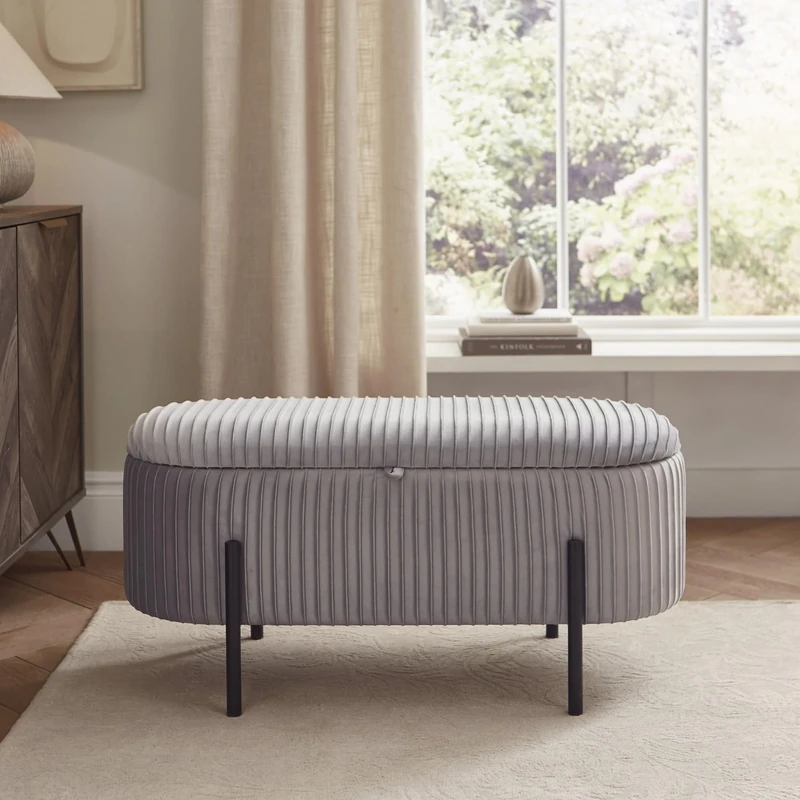 Cairo Storage Ottoman Small Grey
