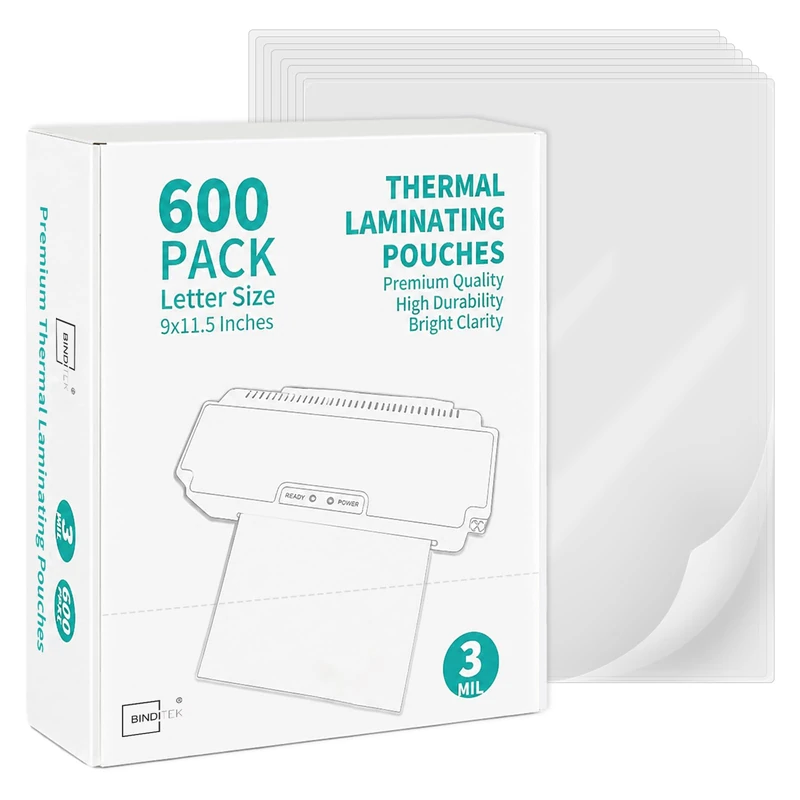 Binditek 600 Pack 3 Mil Thermal Laminating Pouches, 9x11.5 Inches Laminating Sheets, for Letter Size, Ultra Clear, Glossy, Hold 8.5x11 Inches, Heat Seal, Office School Supplies