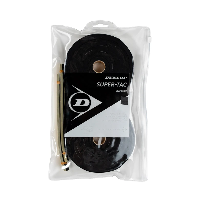 Dunlop Super Tac Tennis Overgrip, Black, 30-Pack Reel – Tacky Feel, Durable Comfort, Improved Racket Control