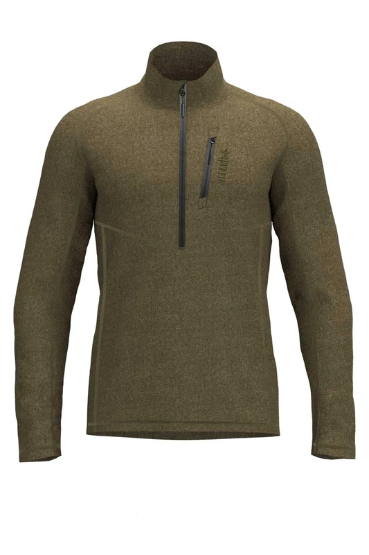 rh+ Men's Tricot Half Zip Jersey, Dark Kaki Melange, 3XL
