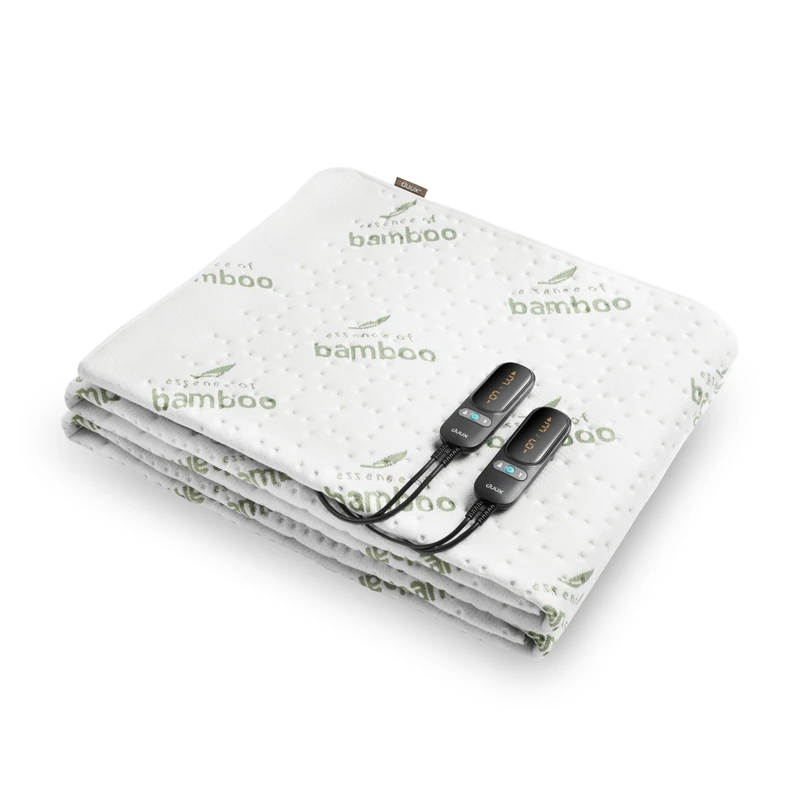 Duux Snooze Bamboo Electric Heated Under Blanket, Separate Heat Zones, Elastic Skirt, Timer, Machine Washable, King - Image 1