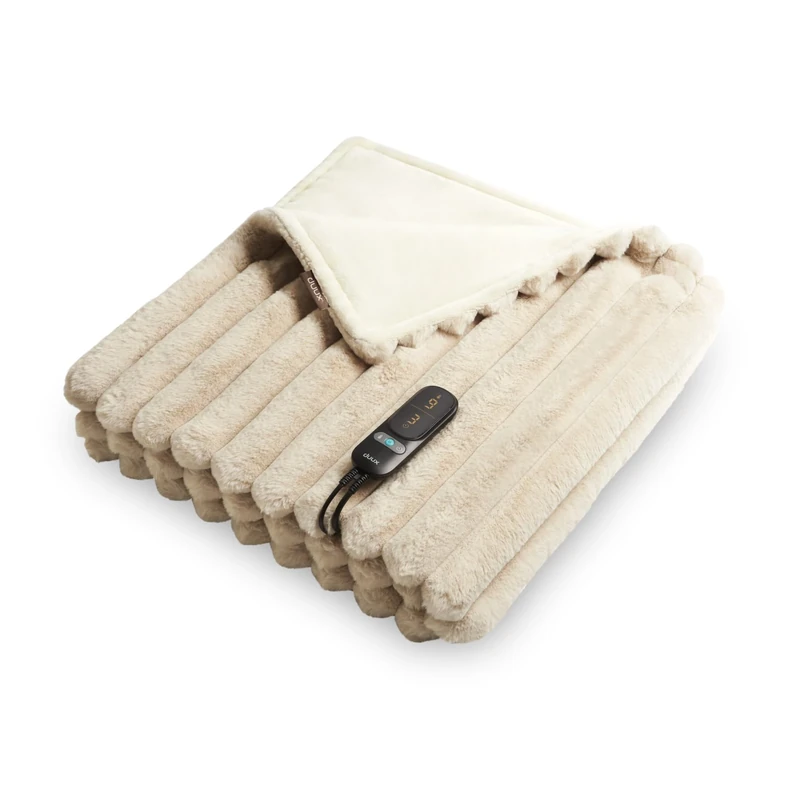 Duux Yentl Cuddle Heated Overblanket, Electric Heated Throw, 160W, Extra-large 200x200cm, Premium Soft Faux Fur, 9 Heat Settings, Machine Washable, Beige - Image 1
