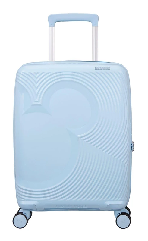 American Tourister Mickey Magic - Carry-on Suitcase 55 x 40 x 20/23 cm - Hard Shell Cabin Trolley for Ryanair, easyJet & Most Airlines, 37/44 L, Mickey Pastel Blue