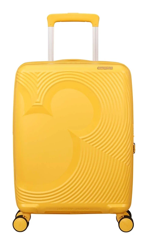 American Tourister Mickey Magic - Carry-on Suitcase 55 x 40 x 20/23 cm - Hard Shell Cabin Trolley for Ryanair, easyJet & Most Airlines, 37/44 L, Mickey Flower Yellow