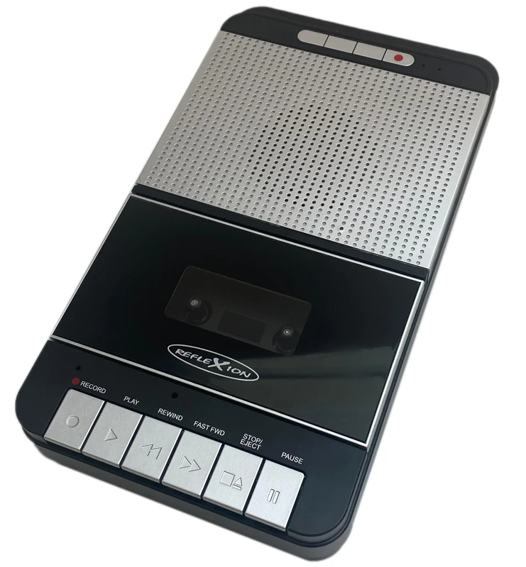 Reflexion CCR8018 Retro Cassette Recorder with USB MP3 Recording Portable with Microphone, Speaker, AUX-IN, Headphone Output Mains & Battery Operated One-Touch Recording & Auto Stop