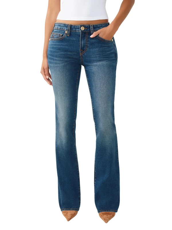 True Religion Women's Becca Big T No Flap Bootcut, Blue, 30