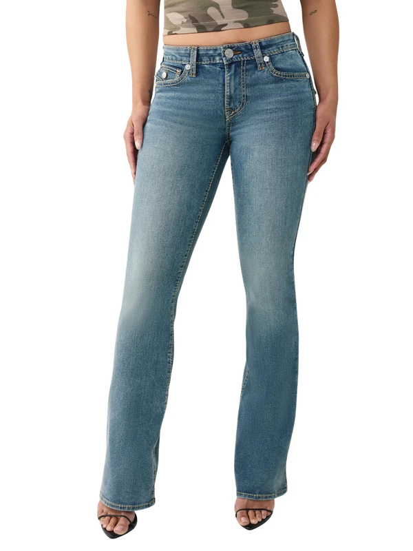 True Religion Women's Becca Big T Flap Bootcut, Blue, 28