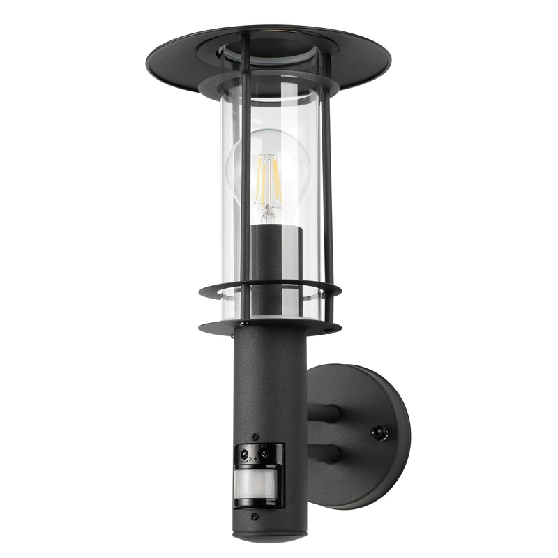 EGLO Lisio 1 Wall Light Indoor Bedroom Lamp Stainless Steel in Black Glass in Clear E27 Socket IP44