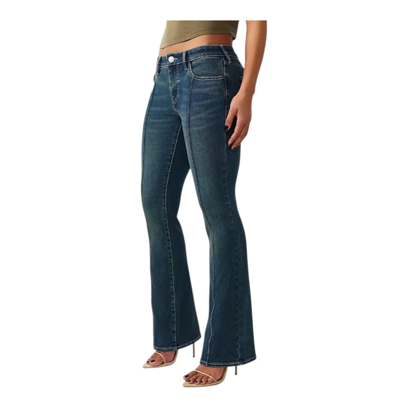 True Religion Women's Becca Single Needle Front Seams Flap Bootcut, Blue, 25