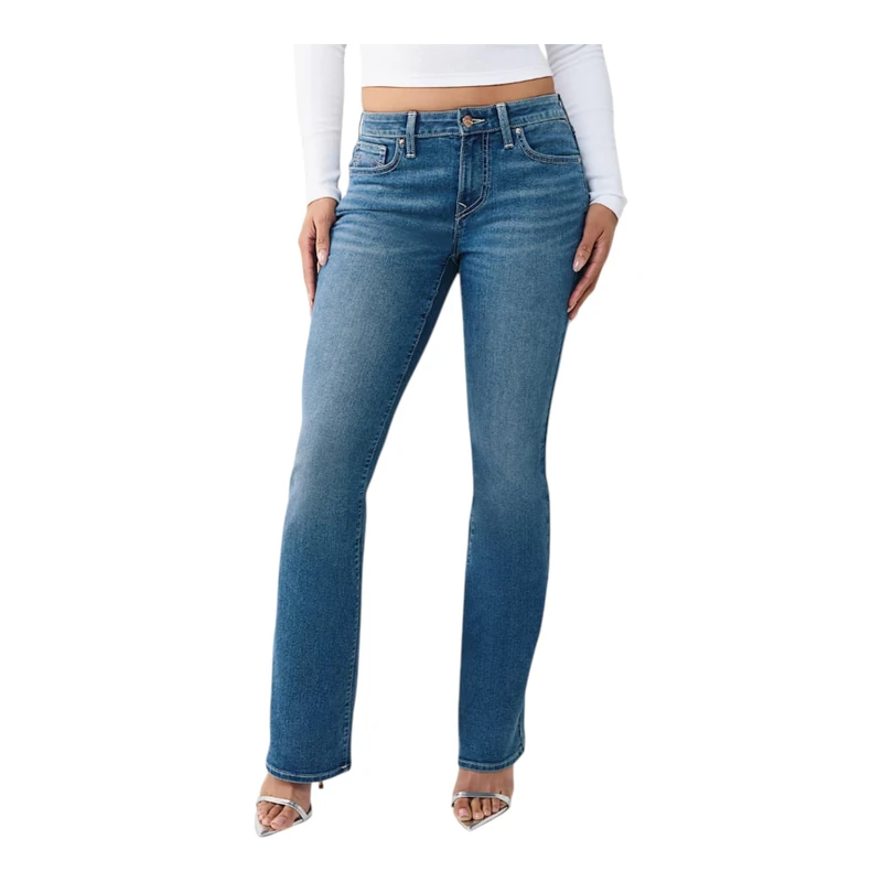 True Religion Women's Becca Big T Mid Rise Bootcut, Blue, 26