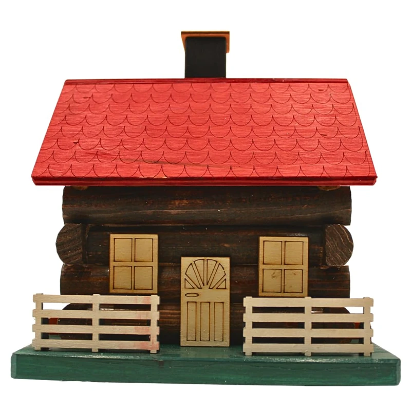 XL Handmade Smoker House Smoker Figure Smoking Figure Incense Burner Log Cabin Decorative House Ski Hut Wood in Dark Brown L x W x H 18 x 16 x 21 cm - Image 1