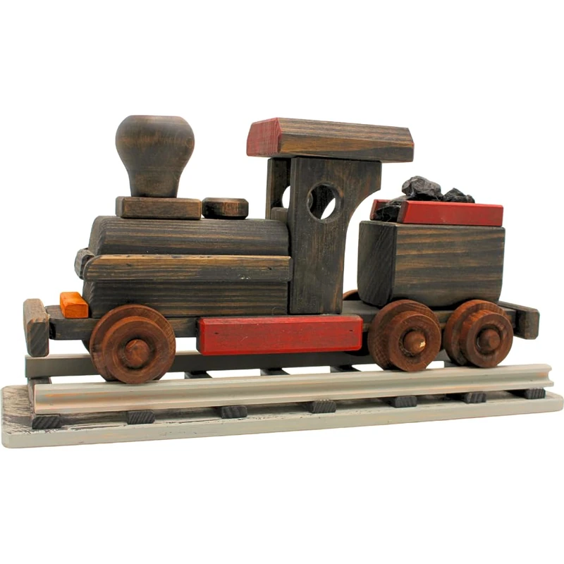 Handmade XXXL Smoker House, Smoker Figure, Smoking Figure, Smoking Engine Smoker as Train with Real Coal, Gift for Railway Lovers Made of Wood in Black, L/W/H 42 x 13 x 21 cm - Image 1