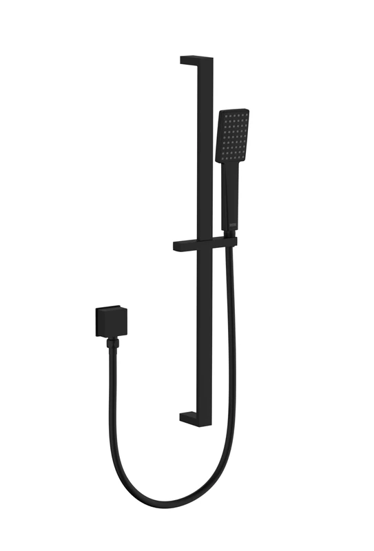 Bristan Square Riser Rail Shower Kit and Wall Outlet, Wall Mounted, Black Finish