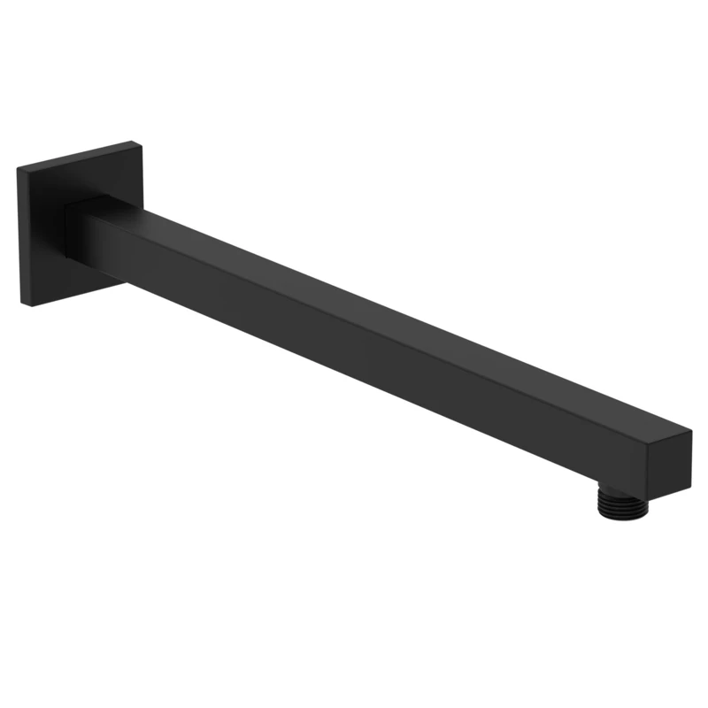 Bristan Square 340mm Wall Mounted Shower Arm, Stainless Steel Construction, Secure Fixing Components, Black Finish