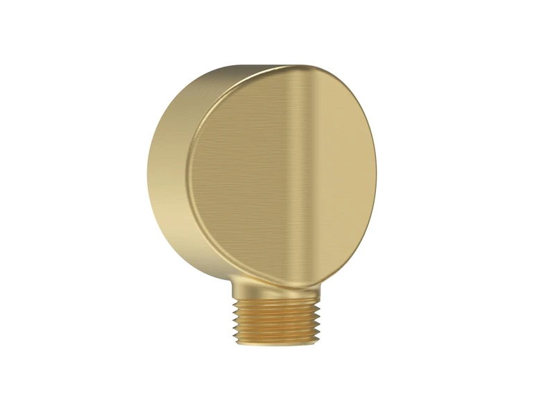 Bristan Round Wall Outlet with 1/2" Shower Hose Connector, Secure Fixing Components, Brushed Brass Finish