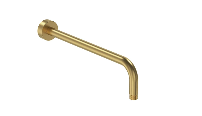 Bristan Round 370mm Wall Mounted Shower Arm, Stainless Steel Construction, Secure Fixing Components, Brushed Brass Finish