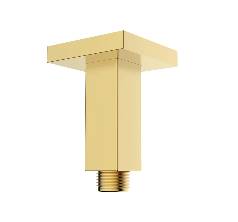Bristan Square 75mm Ceiling Fed Shower Arm, Brass Construction, Secure Fixing Components, Brushed Brass Finish - Image 1