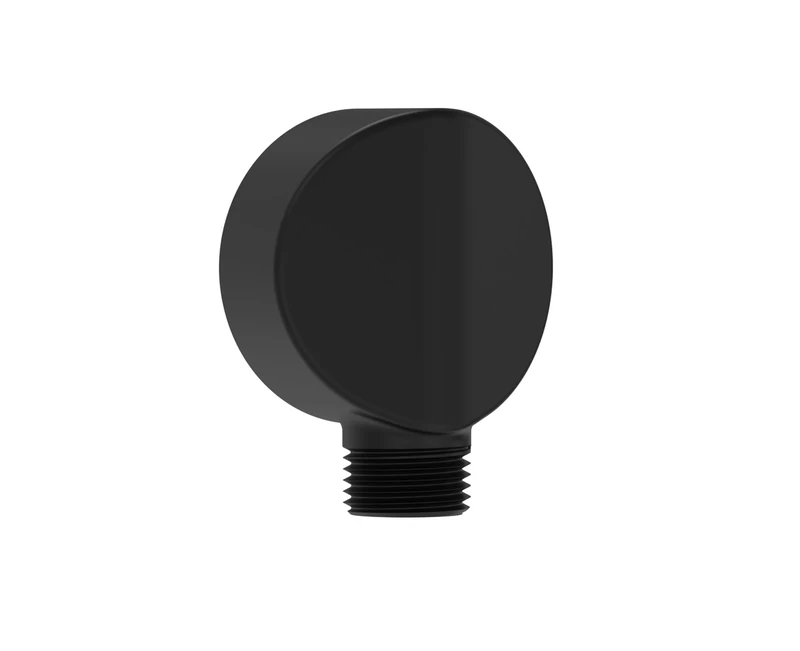 Bristan Round Wall Outlet with 1/2" Shower Hose Connector, Secure Fixing Components, Black Finish - Image 1