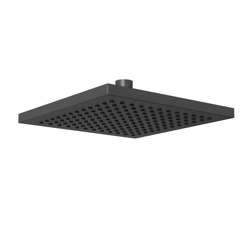 Bristan 200mm Square Fixed Rainfall Shower Head, Brass Construction, Easy Clean Nozzles, Black Finish