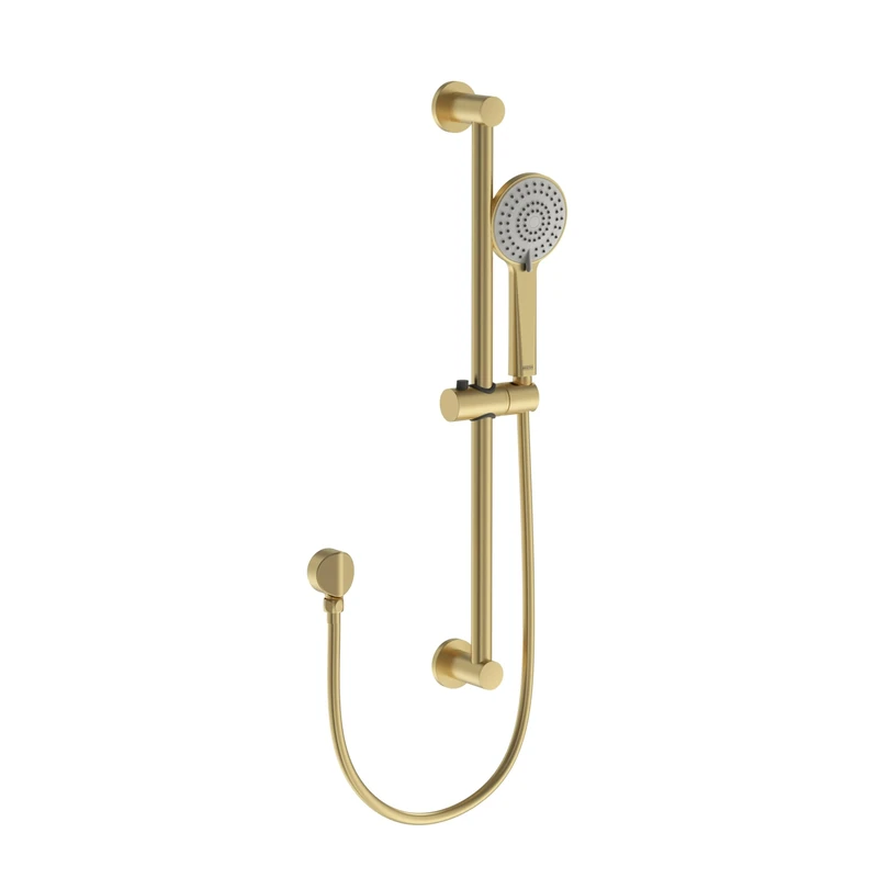 Bristan Round Riser Rail Shower Kit and Wall Outlet, Wall Mounted, Brushed Brass Finish