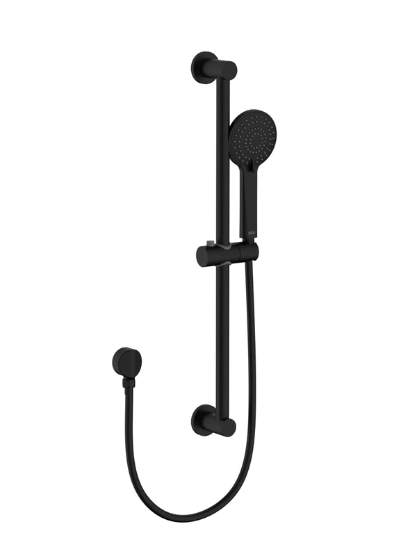 Bristan Round Riser Rail Shower Kit and Wall Outlet, Wall Mounted, Black Finish