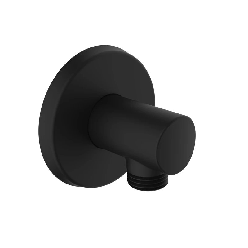 Bristan Round Shower Wall Outlet with 1/2" Shower Hose Connector, Secure Fixing Components, Black Finish