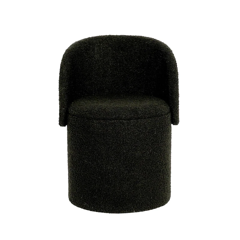 GC GAVENO CAVAILIA Boucle Round Stool Ottoman Storage Box | Vanity Stool With Storage Hidden Removable Lid, Ottoman Folding Stool Foot Rest Bench Seat Chair For Living Room, Bedroom, Black