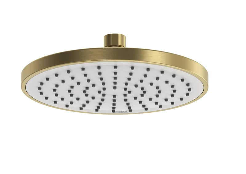 Bristan 200mm Round Fixed Rainfall Shower Head, Easy Clean Nozzles, Brushed Brass Finish