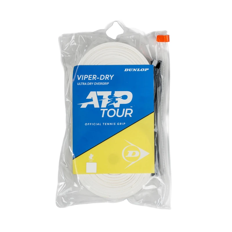 Dunlop ATP Viper Dry Tennis Overgrip, White, 30-Pack Reel – Dry Surface, Long-Lasting Absorption, Enhanced Grip Stability