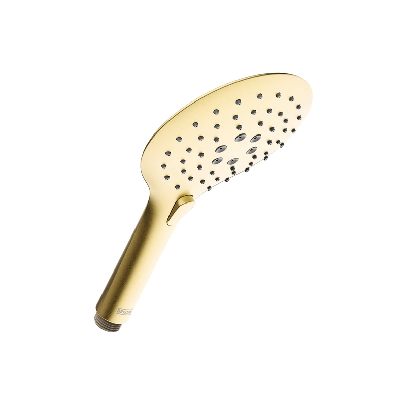 Bristan Large Round 3-Function Shower Handset, Easy Clean Nozzles, Brushed Brass Finish