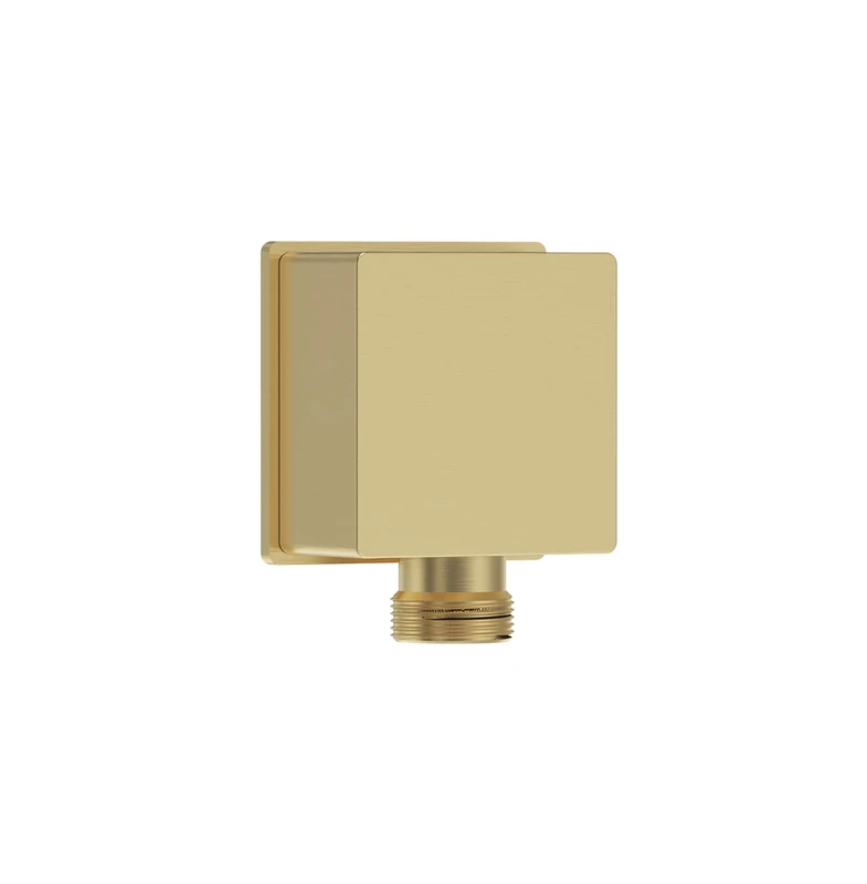 Bristan Square Wall Outlet with 1/2" Shower Hose Connector, Secure Fixing Components, Brushed Brass Finish