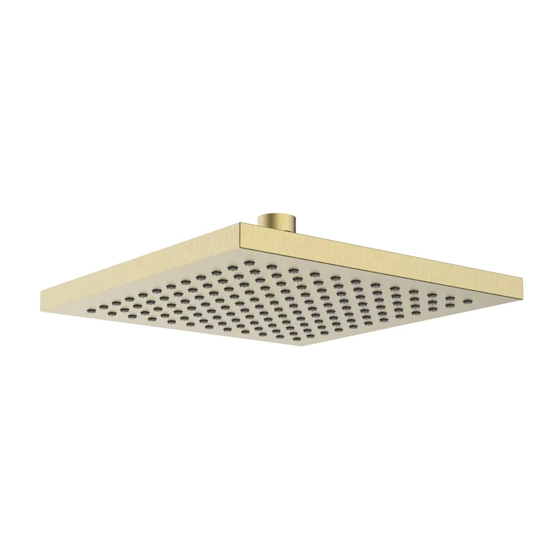 Bristan 200mm Square Fixed Rainfall Shower Head, Brass Construction, Easy Clean Nozzles, Brushed Brass Finish