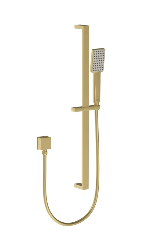 Bristan Square Riser Rail Shower Kit and Wall Outlet, Wall Mounted, Brushed Brass Finish