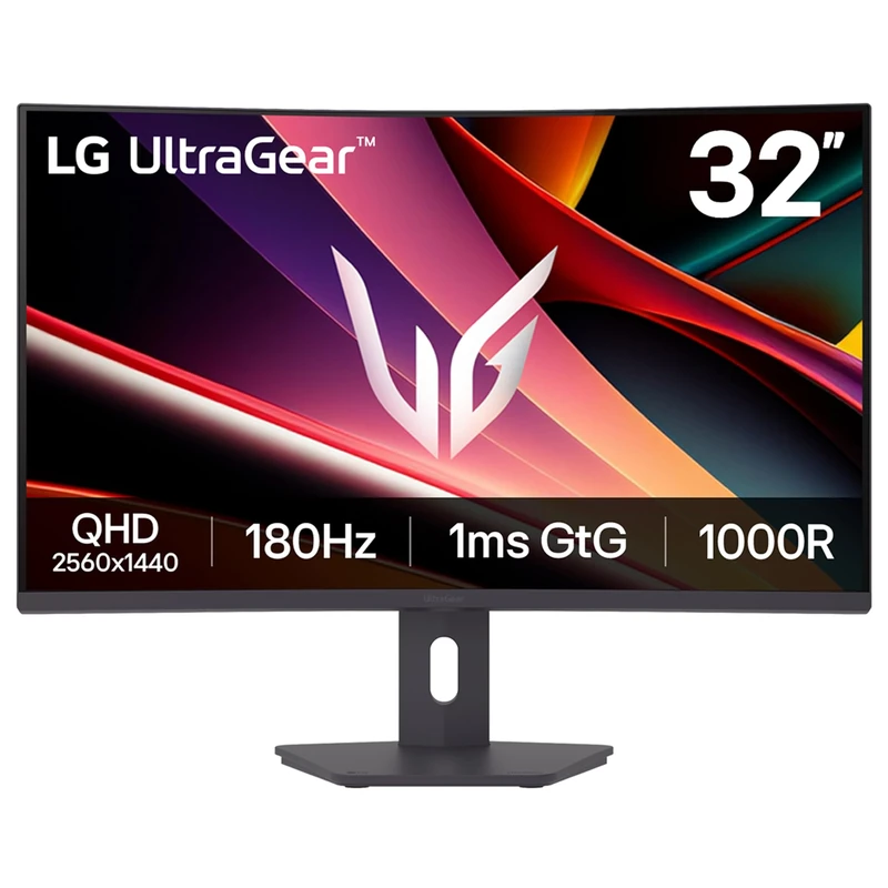 LG UltraGear G6 32G600A Gaming Monitor - Curved QHD 1440p, 34 inch, 180Hz, 1ms GtG, FreeSync, HDR10, Multi Adjustable display, HDMI, DP1.4, Black
